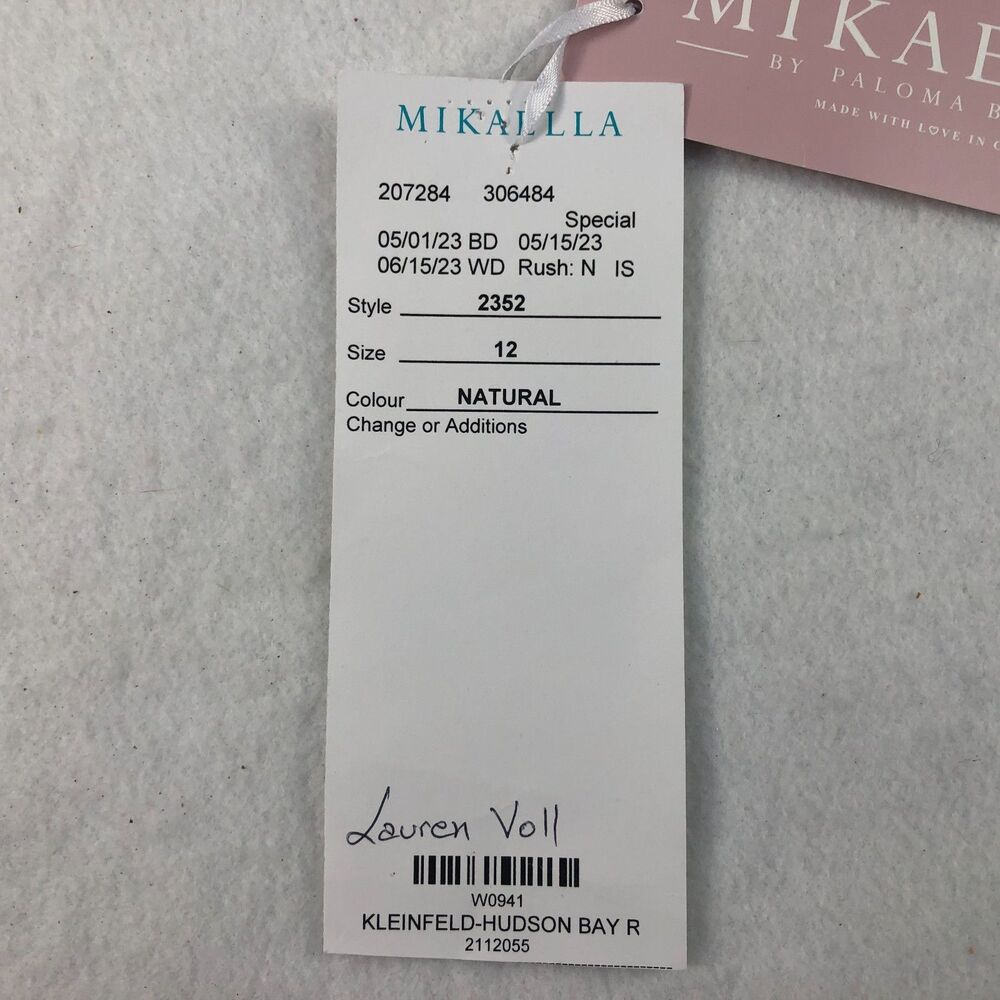 Mikaella by Paloma Blanca Wedding Dress Style 2352 Size 12 Natural NEW w/ Tags - Picture 6 of 7